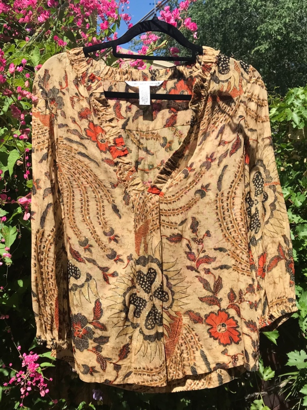 DIANE von FURSTENBERG “Loucetta” Silk Blend Popover Blouse Chinoiserie Size 2 XS - Picture 9 of 9